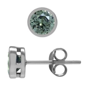 Silvershake Petite 5 mm Round Created Color Change Alexandrite 925 Sterling Silver Bezel Set Stud Earrings