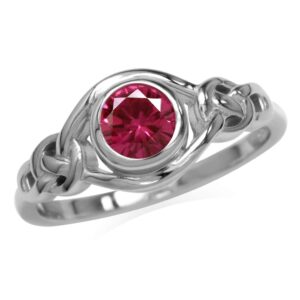 Silvershake Created Pink Tourmaline White Gold Plated 925 Sterling Silver Celtic Knot Ring Size 6.5