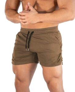 sandbank men's quick dry active lightweight bodybuilding shorts jogging with pockets khaki