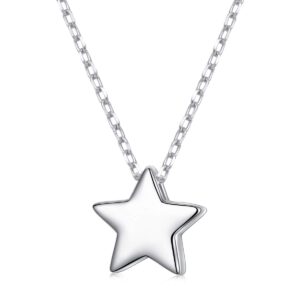 FLYOW 925 Sterling Silver Dainty Star Pendant Tiny Star Necklace Chain for Women