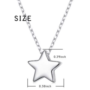 FLYOW 925 Sterling Silver Dainty Star Pendant Tiny Star Necklace Chain for Women