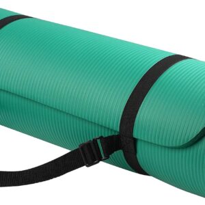 Signature Fitness 1/2-Inch Extra Thick High Density Anti-Tear Exercise Yoga Mat with Carrying Strap, Green