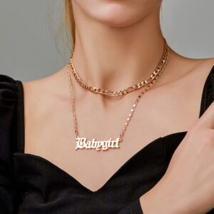 Jovono Layered Necklaces Gold Figaro Necklace Chain Fashion Babygirl Pendant Necklace Chain Accessories for Women(Gold)