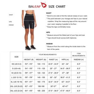 BALEAF Biker Shorts Women Yoga Gym Workout Spandex Running Volleyball Tummy Control Compression Shorts with Pockets Soft 8" Blue XL