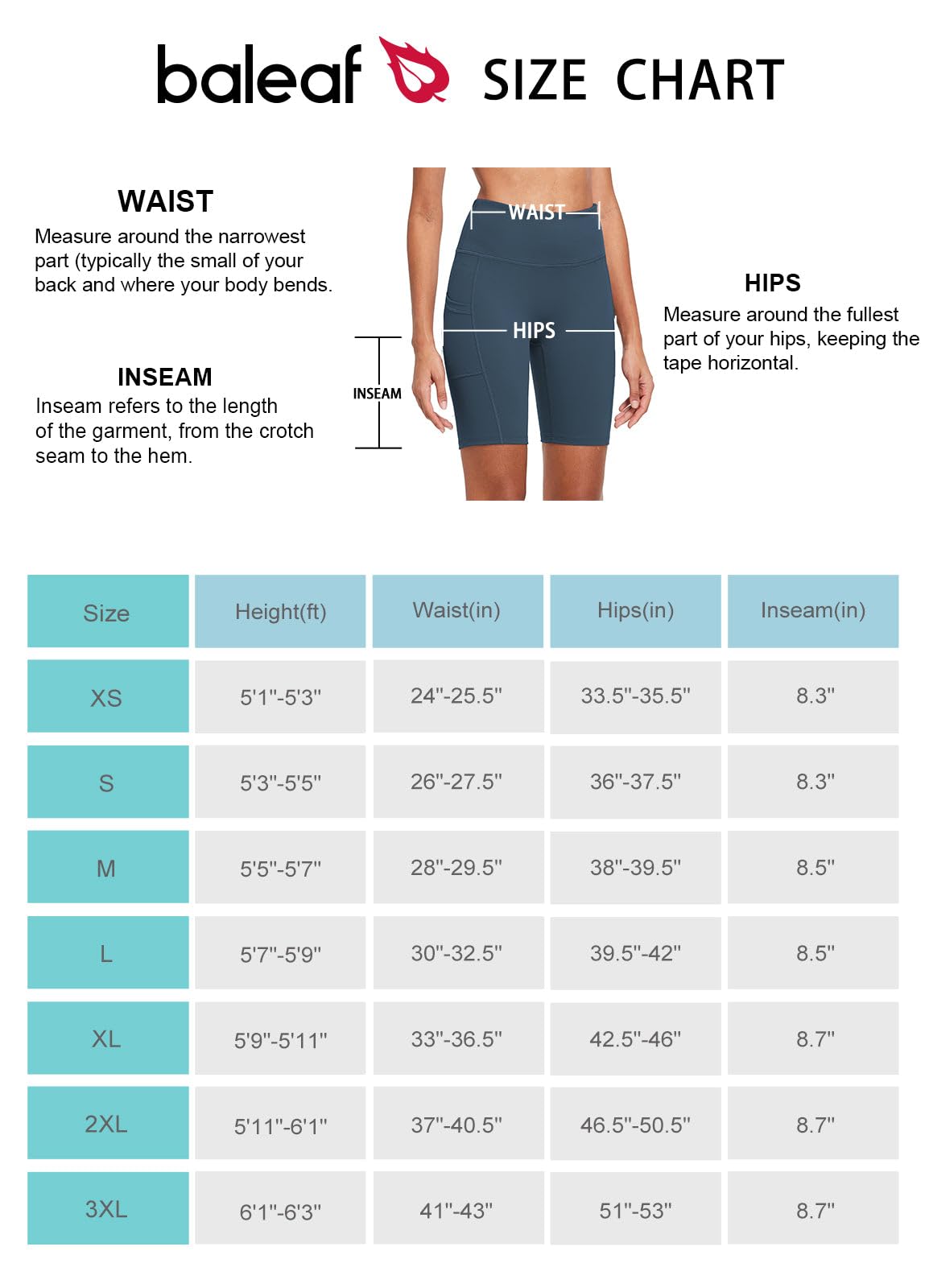 BALEAF Biker Shorts Women Yoga Gym Workout Spandex Running Volleyball Tummy Control Compression Shorts with Pockets Soft 8" Blue XL