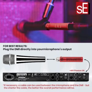 sE Electronics DM1 Dynamite Active In-line Microphone Preamp with 28dB Gain Bundle with 2 20-FT XLR Microphone Cables and 7-Pack Cable Ties