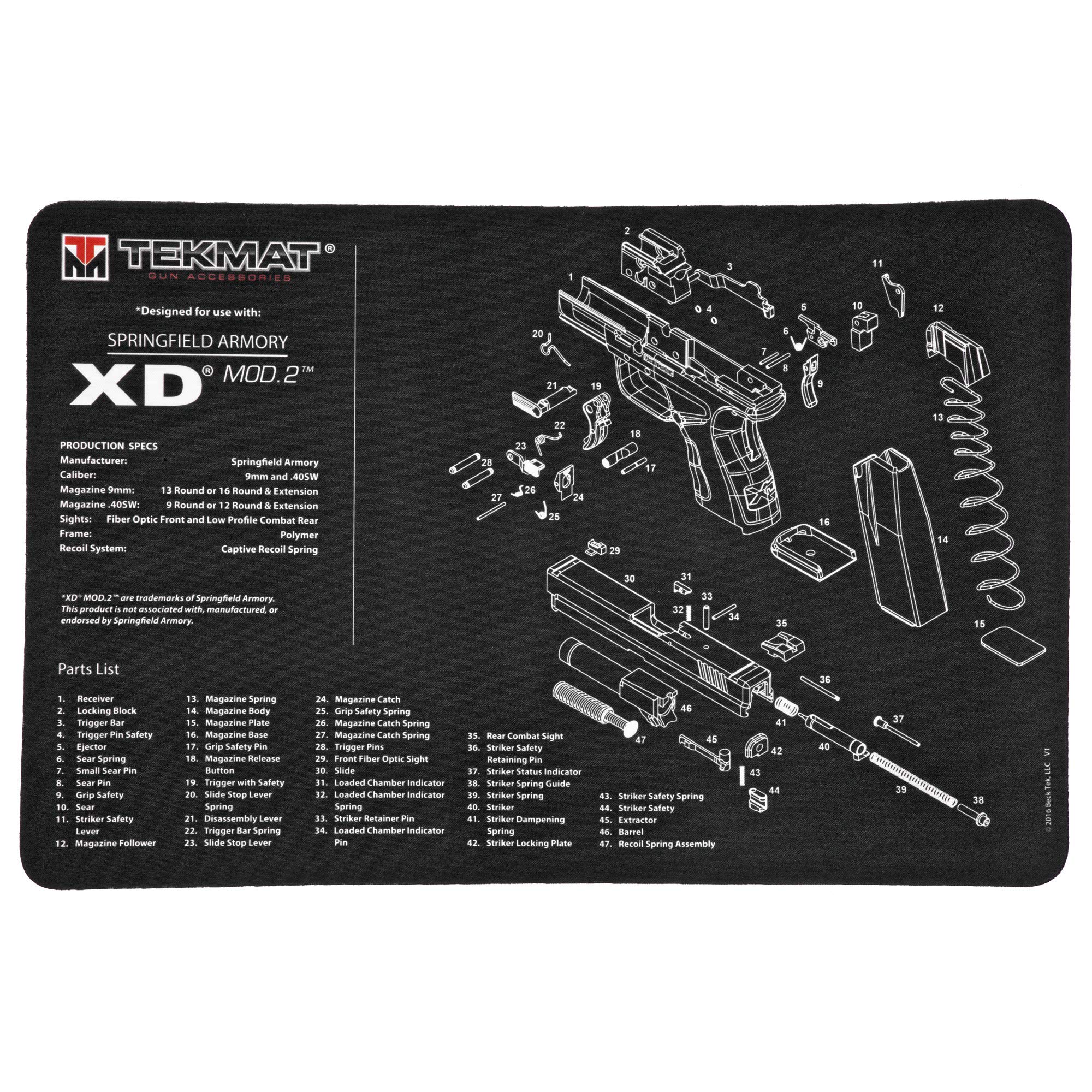 TekMat Springfield Armory XD Mod.2 Gun Cleaning Mat, Black