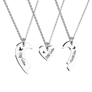 HOFOYA matching sisters necklace 3 piece best friends pendant set of 3 split heart necklaces jewelry gifts for 3 sisters best friends,Birthday christmas gift.