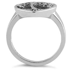 Sterling Silver Tree of Life Heart Symbol of Family love and Connection to Ancestors Ring-(Size 3-12) (4)