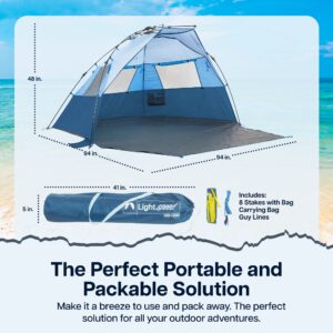 Lightspeed Outdoors Quick Cabana Beach Tent, Sun Shelter, Blue Tide