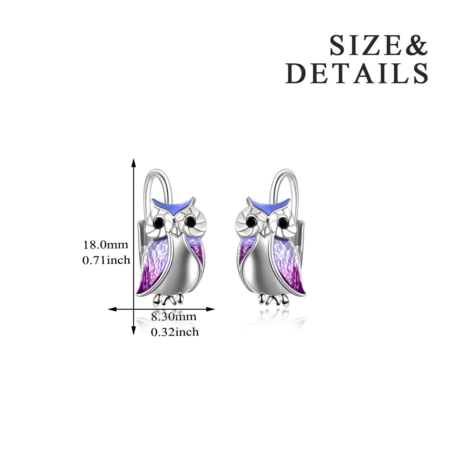 YFN Owl Earrings Sterling Silver Owl Gifts Drop Dangle Leverback Earrings for Women