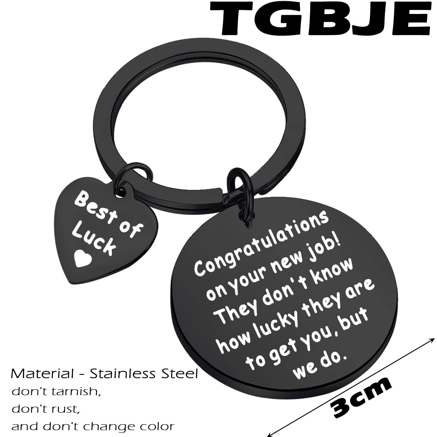 TGBJE New Job Gift Congratulations On Your New Job Keychain Best Of Luck Keychain Coworker Leaving Gift (black New job)