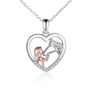 YFN Horse Pendant Necklace 925 Sterling Silver Women with Horse Jewelry Gift for Women