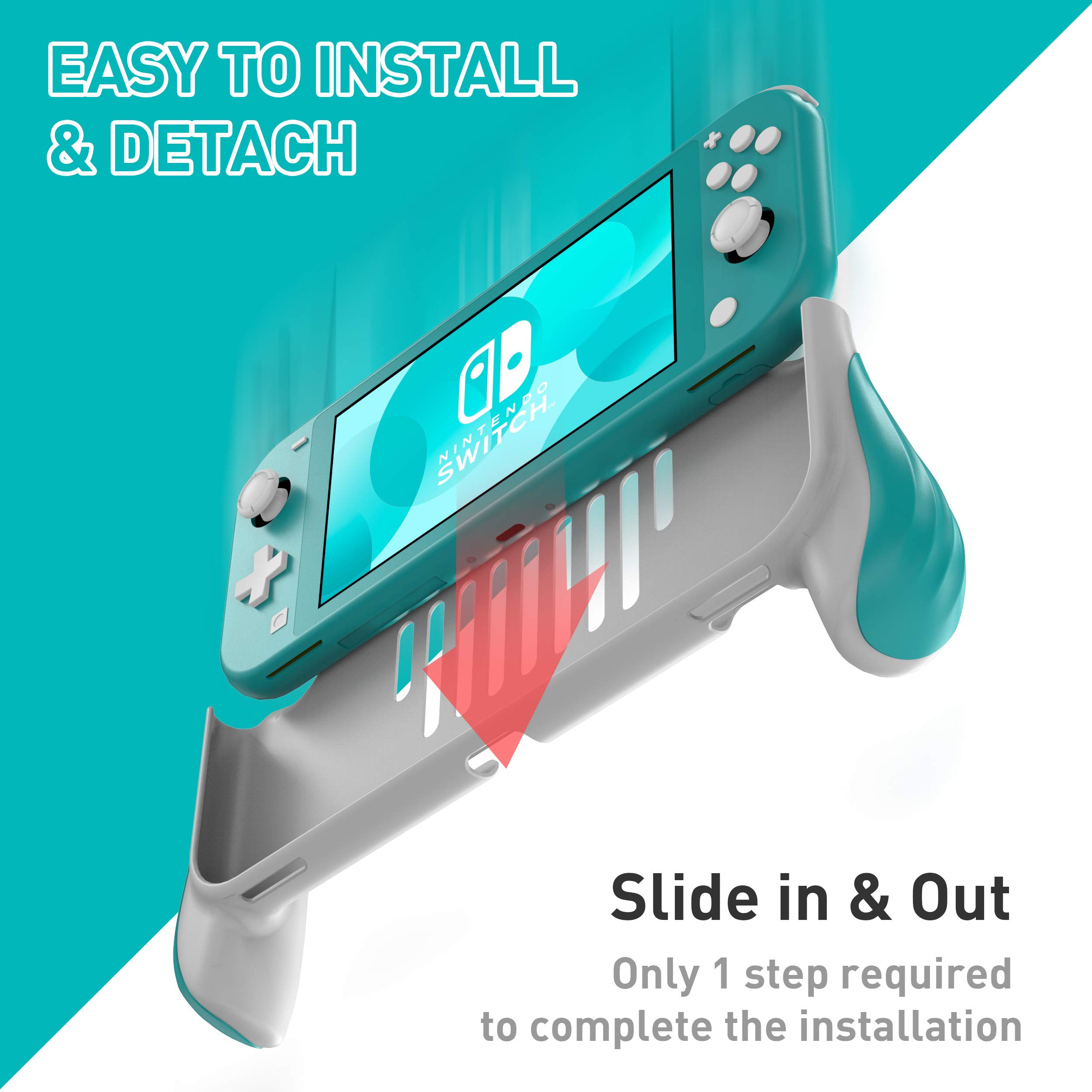 Grip for Nintendo Switch Lite, JUSPRO Ergonomic Comfort Handheld Protective Gaming Case Portable Cover Accessories Compatible with Nintendo Switch Lite