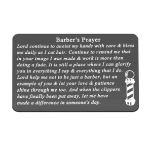 gzrlyf barber's prayer wallet card metal wallet insert inspirational gifts for hairdresser hairstylist (black)