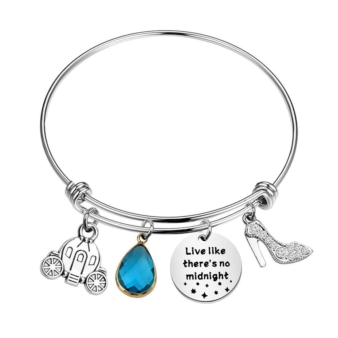 CHOORO Inspired Charm Bangle Live Like There's No Midnight Bracelet Fables and Fairytale Gift For Her (No Midnight bracelet)