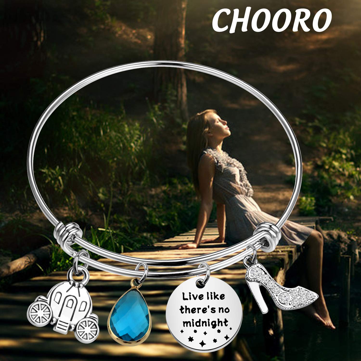 CHOORO Inspired Charm Bangle Live Like There's No Midnight Bracelet Fables and Fairytale Gift For Her (No Midnight bracelet)