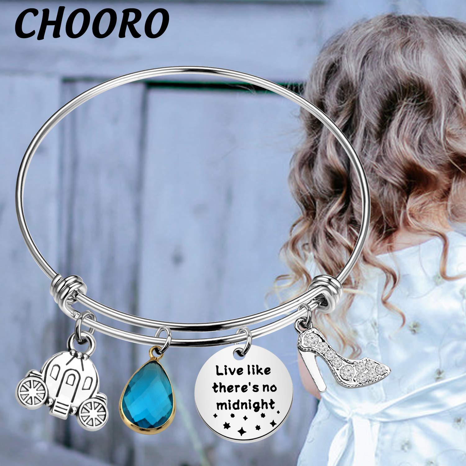 CHOORO Inspired Charm Bangle Live Like There's No Midnight Bracelet Fables and Fairytale Gift For Her (No Midnight bracelet)