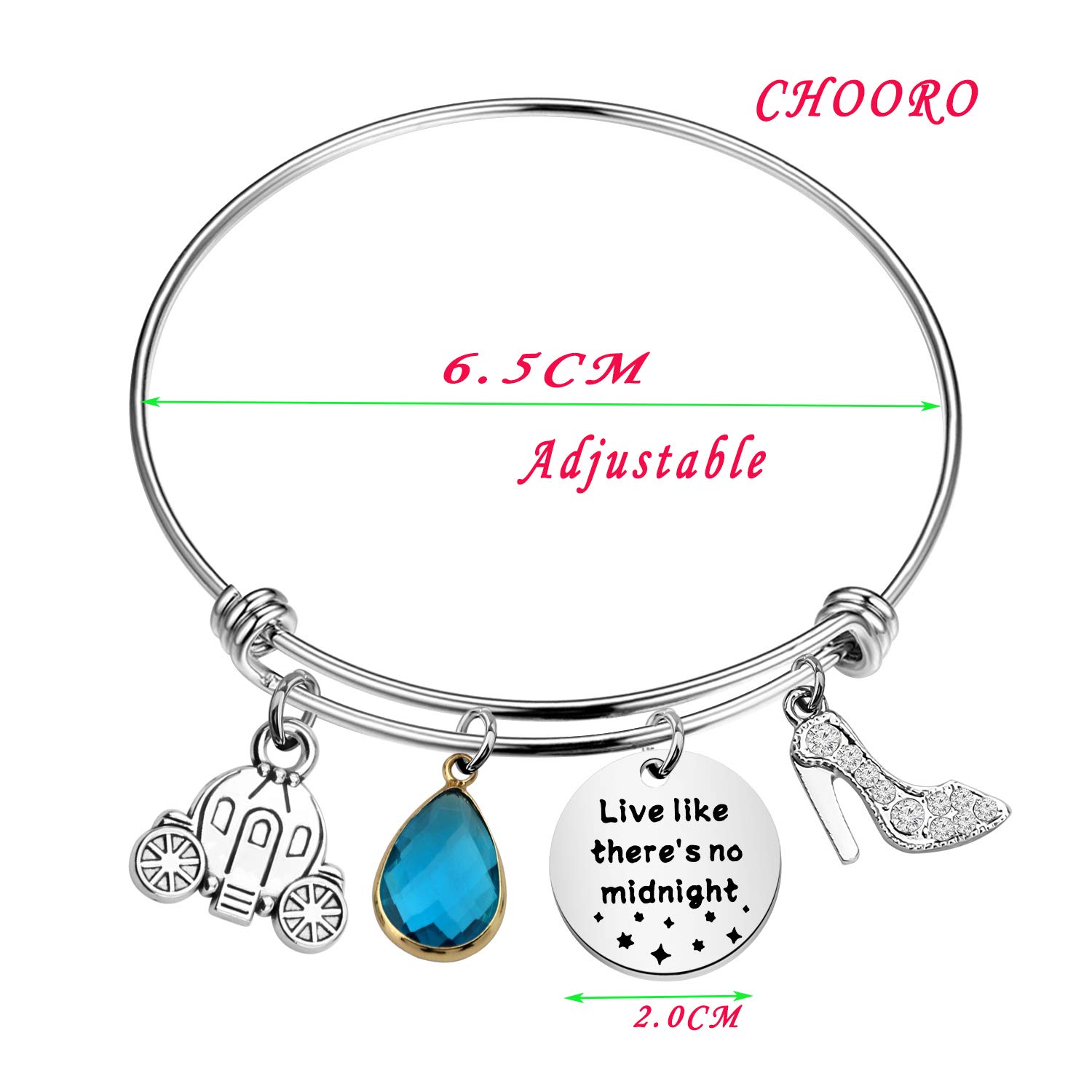 CHOORO Inspired Charm Bangle Live Like There's No Midnight Bracelet Fables and Fairytale Gift For Her (No Midnight bracelet)