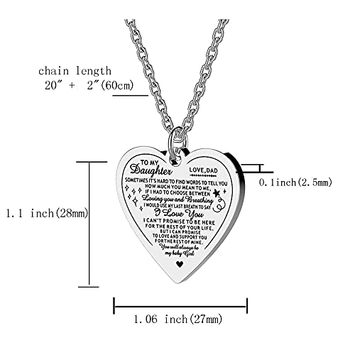 VIMIEW Father to Daughter Necklace Inspirational Mother's Day Gifts Love from Dad Heart necklace - Some times it's hard to find words to tell you how much you mean to me.