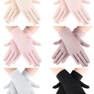 6 Pairs Women Summer UV Protection Gloves Touchscreen Driving Gloves Non-Slip Sun Protective Gloves (Purple, Black, Pink, Light Pink, Beige, Gray)