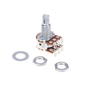 Musiclily Pro Aluminium Mini Metric Sized Blend Pots MN500K Dual Balance Potentiometers with Center Detent for Guitar (Set of 2)