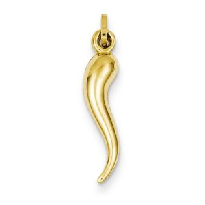 jewelry stores network hollow polished italian horn pendant in real 14k yellow gold 20x5.5mm