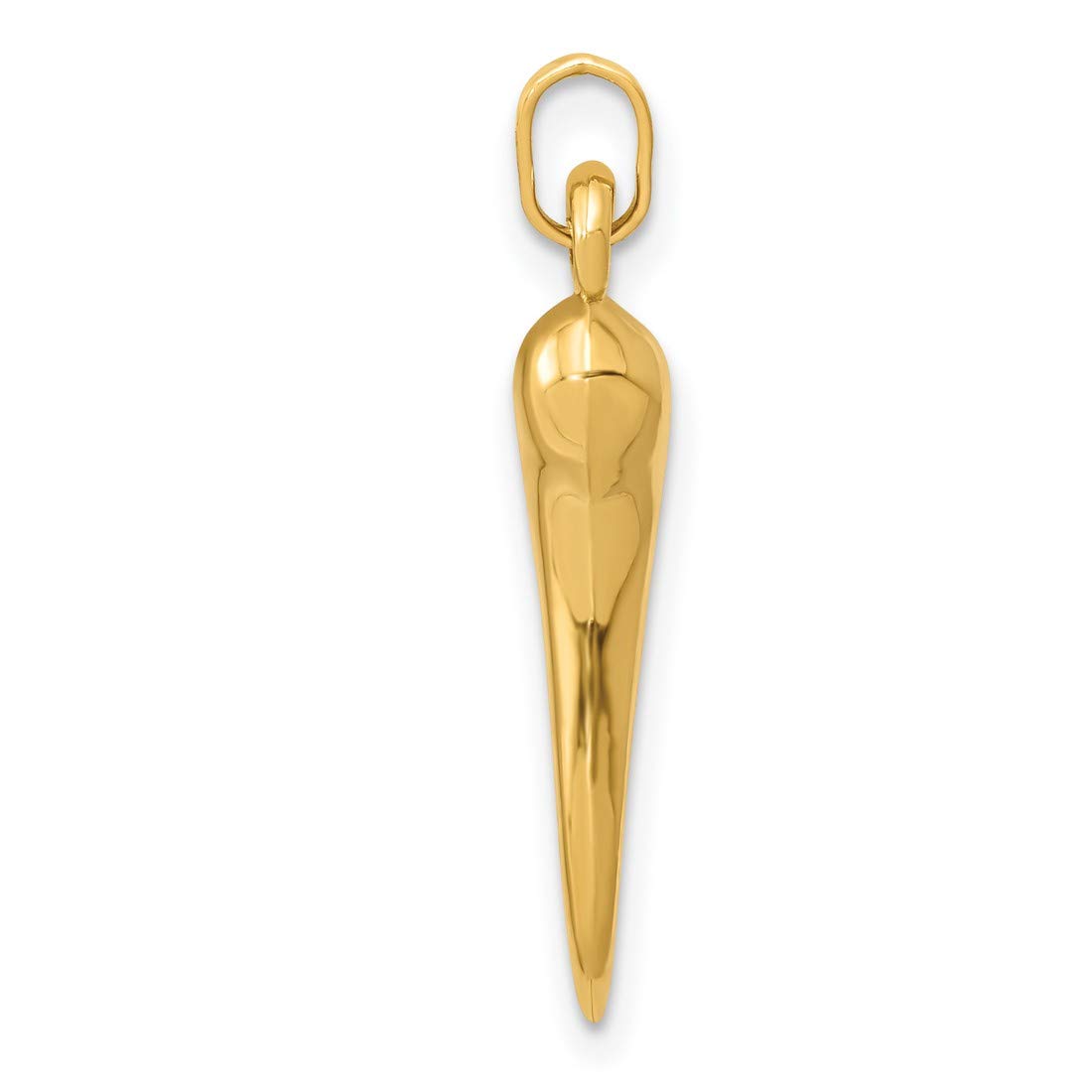 Jewelry Stores Network Hollow Polished Italian Horn Pendant in Real 14k Yellow Gold 20x5.5mm