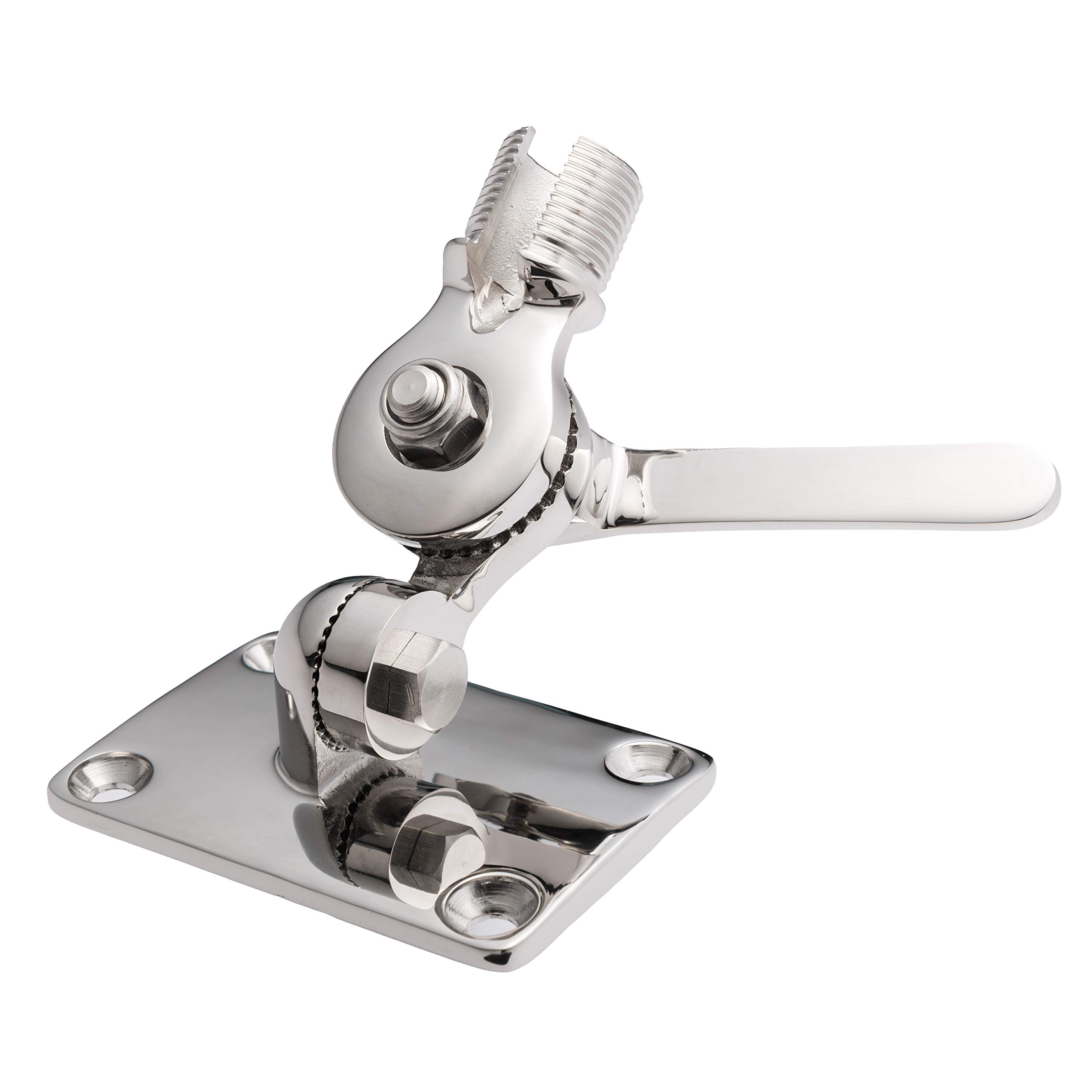 Calissa Offshore Tackle Marine VHF Antenna Mount – Adjustable Base Mounts Ratchet for Boat – Made with 316 Stainless Steel Mounts