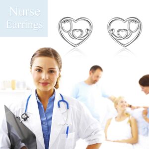 YFN Nursing Themed Stud Earrings Sterling Silver Jewelry Gift for Nurse (Stethoscope)