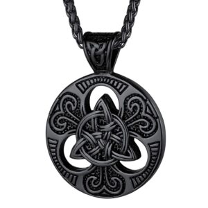 faithheart celtic triple knot necklace for male stainless steel vintage pentacle pendant neck charms for women statement necklaces amulet