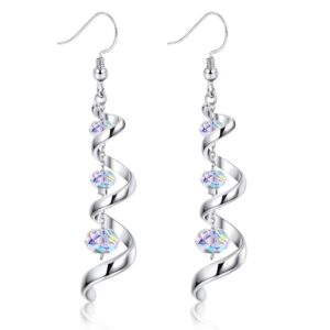 sllaiss 925 sterling silver post austria crystal dangle drop earrings for women tassel earrings for anniversary birthday