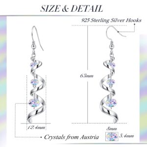 Sllaiss 925 Sterling Silver Post Austria Crystal Dangle Drop Earrings for Women Tassel Earrings for Anniversary Birthday