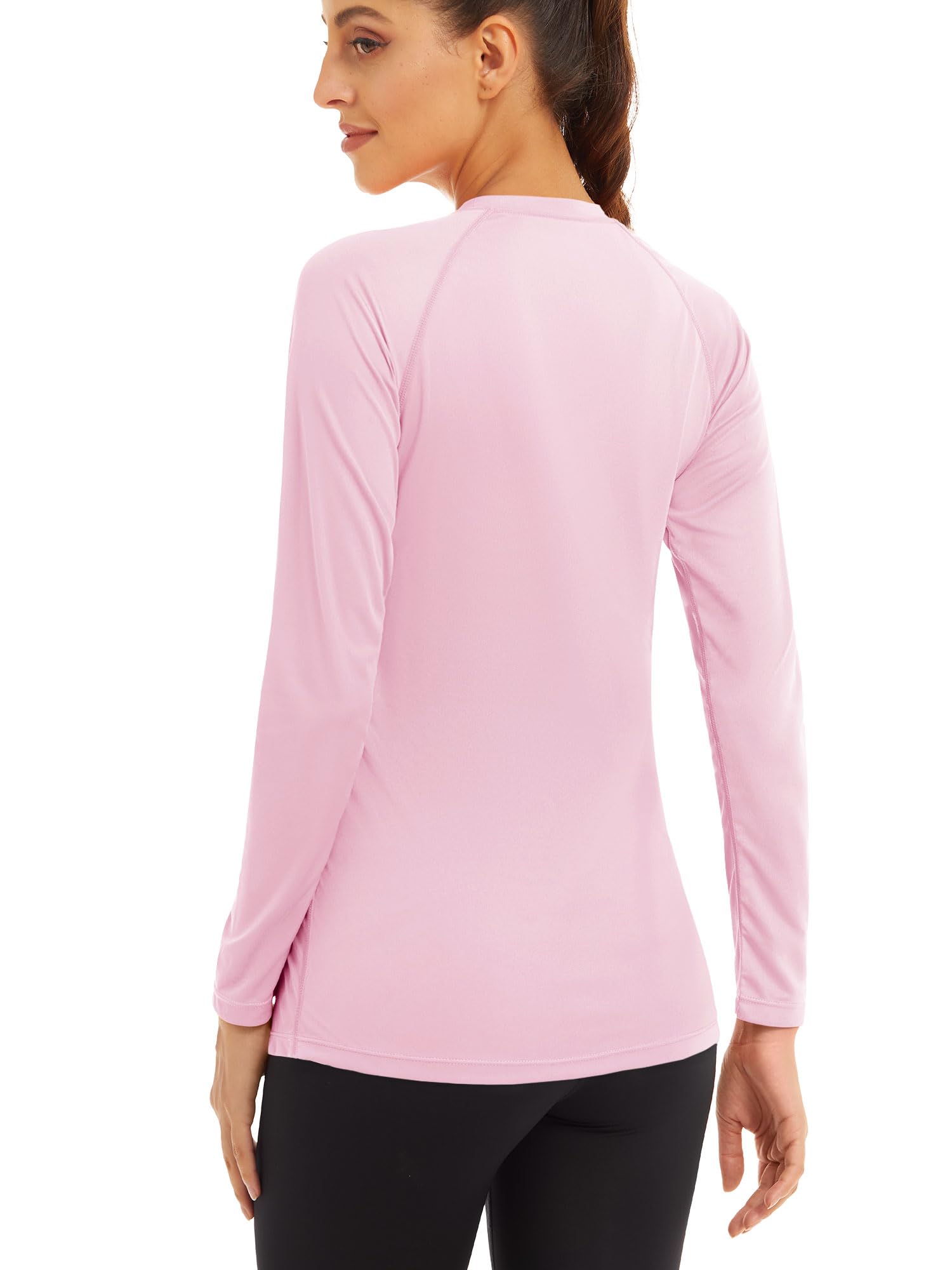 MAGCOMSEN Running Shirts Performance T Shirts Athletic Shirts Tank Top Gym Shirts Women Long Sleeve Shirts Casual Womens UV Protection Shirts Light Pink