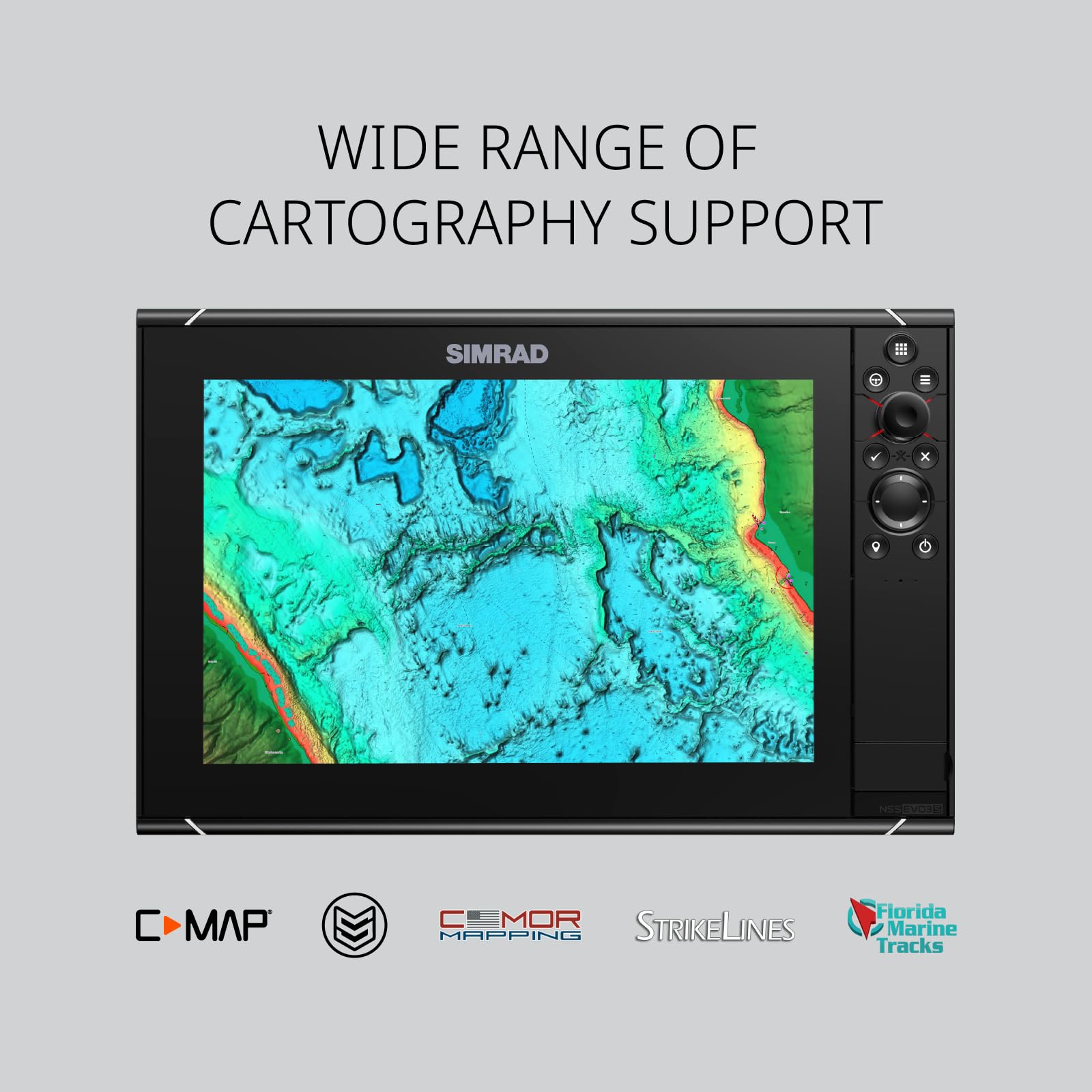 Simrad NSS16 Evo3S - 16-inch Multifunction Fish Finder Chartplotter with Preloaded C-MAP US Enhanced Charts