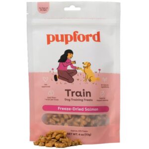 pupford freeze dried training treats for dogs & puppies, 475+ two ingredient bites (salmon, 4 oz)