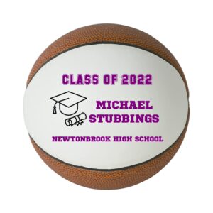 Personalized Custom Graduation 2024 Basketball Gift - Graduation Class of 2024 - Graduation Gift for Boy - Graduation Gift for Girl (Regulation Basketball, Puprle Text)