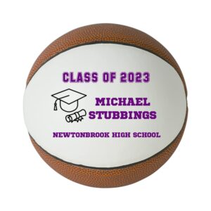 Personalized Custom Graduation 2024 Basketball Gift - Graduation Class of 2024 - Graduation Gift for Boy - Graduation Gift for Girl (Regulation Basketball, Puprle Text)