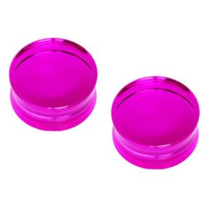 pierced owl purple uv acrylic transparent double flared saddle plug gauges, sold as a pair (25mm (1"))