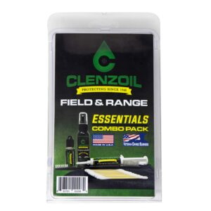 Clenzoil Field & Range Essentials Combo Kit | Cleaner, Lubricant & Grease Kit | All-in-One | Clean, Lubricate, Protect | Rust Preventative Cleaning Kit | Nylon Brush, Swabs & Microfiber Towel Combo