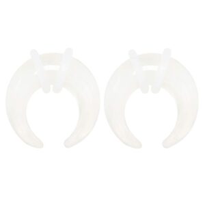 White Glass Pincher Taper Plugs with 2 Clear O-Rings, Sold as a Pair (6mm (2GA))