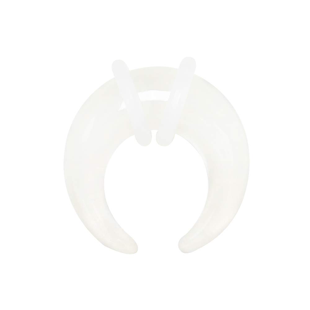 White Glass Pincher Taper Plugs with 2 Clear O-Rings, Sold as a Pair (6mm (2GA))