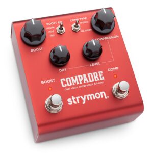 strymon compadre dual voice compressor and boost guitar effects pedal for electric and acoustic guitar, synths and keyboards