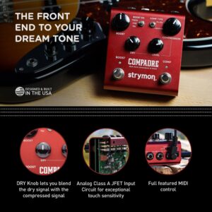 Strymon Compadre Dual Voice Compressor and Boost Guitar Effects Pedal for Electric and Acoustic Guitar, Synths and Keyboards