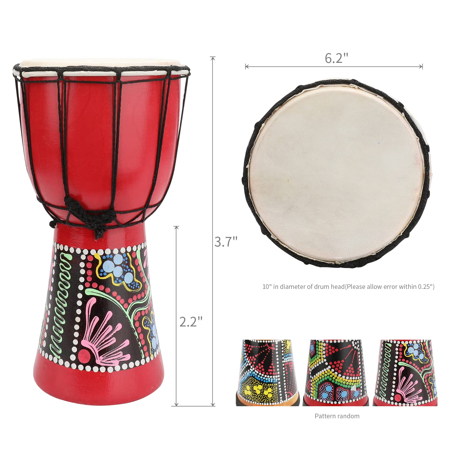 Djembe,African Drum Djembe Mahogany Wood Goatskin Drumhead (6 inch)