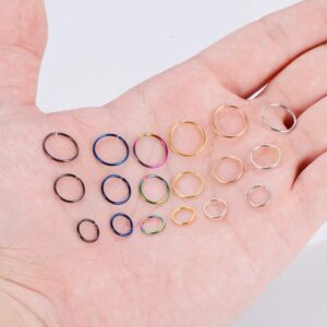 Xanowan Stainless Steel Hoop Nose Ring Cartilage Ring Set 6 Color Set for Men and Women