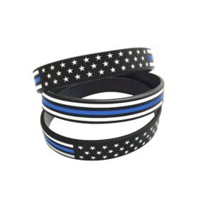 Great 1 Thin Blue Line American Flag Silicone Stretchable Bracelet 4-Pack - Police Law Enforcement