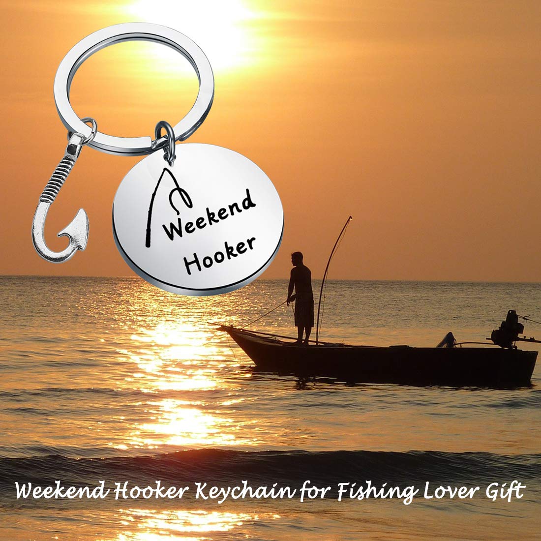 POTIY Fishing Jewelry Fish Hook Keychain Weekend Hooker Fish Hook Fishing Hooker Hook Line Fishing Gift for Fishing Lover Gift (Fish Hook Keychain)