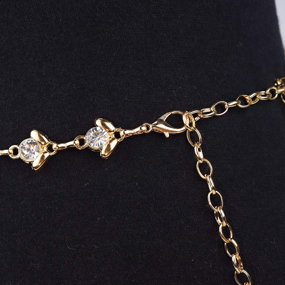 Glamorstar Chain Belt for Women Rhinestone Crystal Waist Belts for Dress Gift Plus Size Gold 135CM/53.1IN