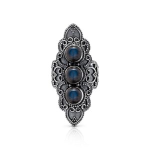 koral jewelry labradorite 3 stones ethnic vintge gipsy multi stone ring 925 sterling silver vintage tribal gipsy boho chic (10)